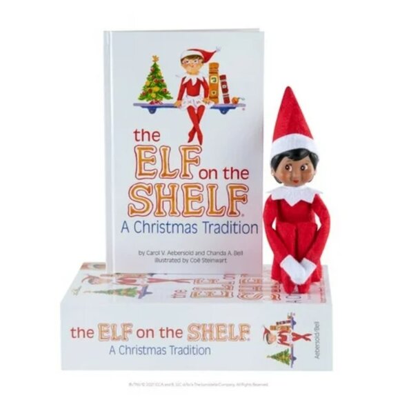 NEW Elf on the Shelf Box Set Girl Scout Elf with Brown Eyes with Storybook - Picture 1 of 11